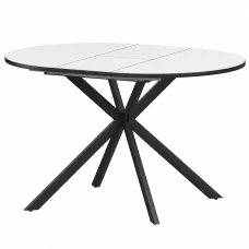 Стол раздвижной Грань Грань 900+300 (Н-3784) Супер Белый/Черный муар 900x900x750 Обеденные столы в пластике