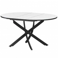 Стол раздвижной Геометрия 2 Геометрия 2 1000+300 (Н-3783) Супер Белый/Черный муар 1000x1000x750 Обеденные столы в пластике