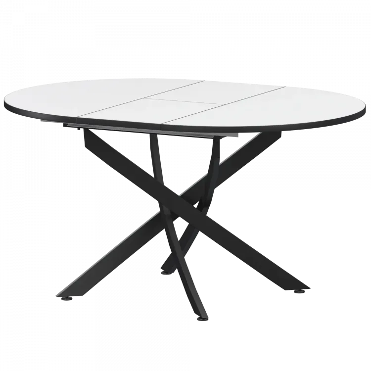 Стол раздвижной Геометрия 2 Геометрия 2 1000+300 (Н-3783) Супер Белый/Черный муар 1000x1000x750 Обеденные столы в пластике