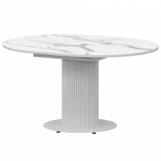 Стол раздвижной Амур Амур 1000+300 (Н-3783) Мрамор Белый/Белый муар 1000x1000x750 Обеденные столы в пластике