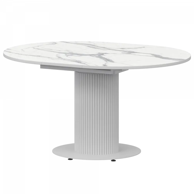 Стол раздвижной Амур Амур 1000+300 (Н-3783) Мрамор Белый/Белый муар 1000x1000x750 Обеденные столы в пластике