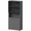 Шкаф высокий полузакрытый с стеклом в алюминиевой раме СМШ58.28F.28RS(Ч) Графит 792x382x1990 Кортез