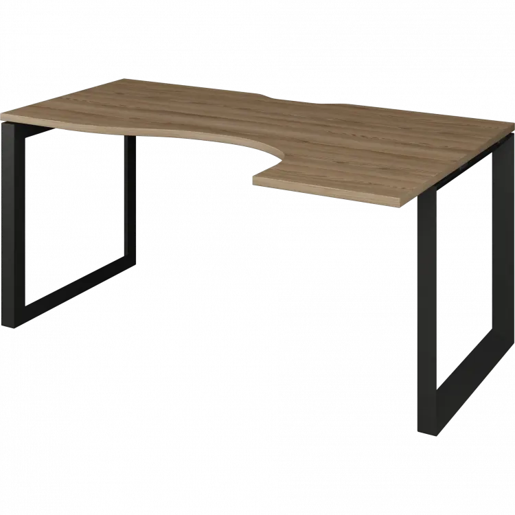 Стол эргономичный правый на металлокаркасе НТМП.О-060.ПР Дуб сафари/Антрацит 1600x1000x750 Аргентум-МП