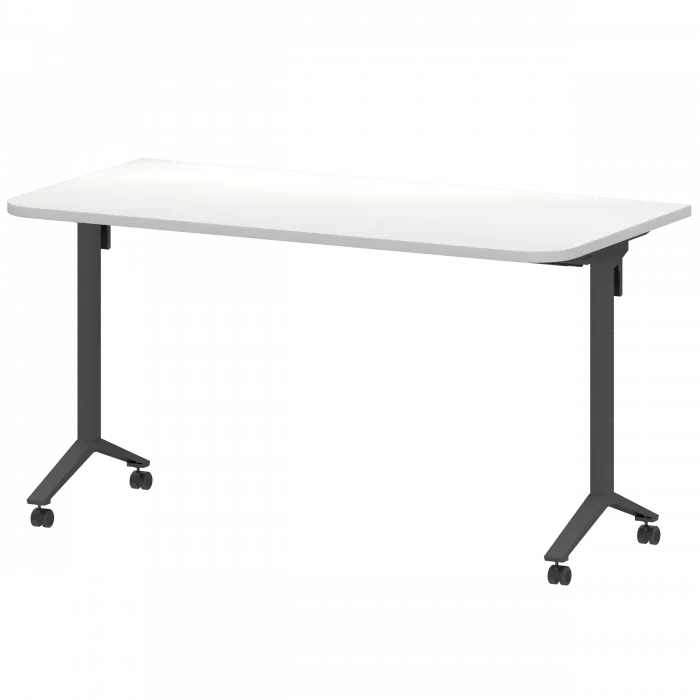 Стол мобильный складной радиусный МБ25-140.70Р Белый/Антрацит 1400x700x750 Моби