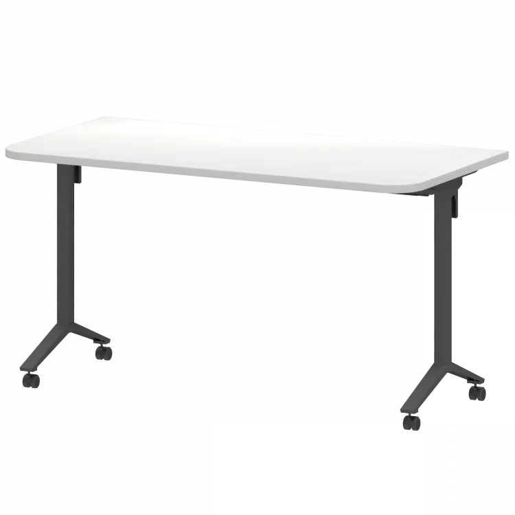 Стол мобильный складной радиусный МБ25-140.70Р Белый/Антрацит 1400x700x750 Моби