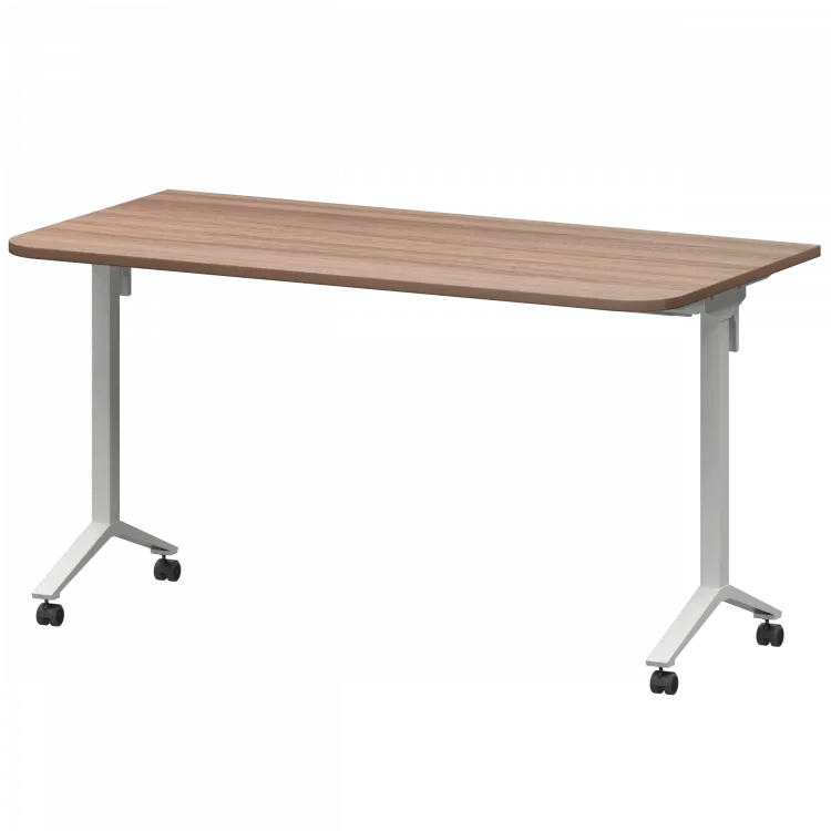 Стол мобильный складной радиусный МБ22-140.70Р Темный шимо/Белый 1400x700x750 Моби