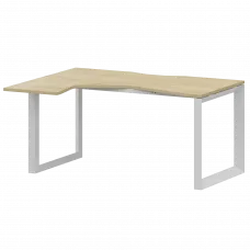 Стол эргономичный левый на металлокаркасе НТМП.О-040.ЛВ Баттл Рок/Белый 1400x1000x750 Аргентум-МП