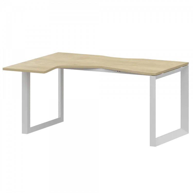 Стол эргономичный левый на металлокаркасе НТМП.О-040.ЛВ Баттл Рок/Белый 1400x1000x750 Аргентум-МП