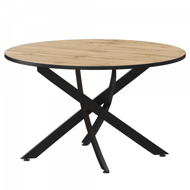 Стол нераздвижной Геометрия 2 Геометрия 2 1000 (Н-3782) Дуб Вотан/Черный муар 1000x1000x750 Обеденные столы в пластике