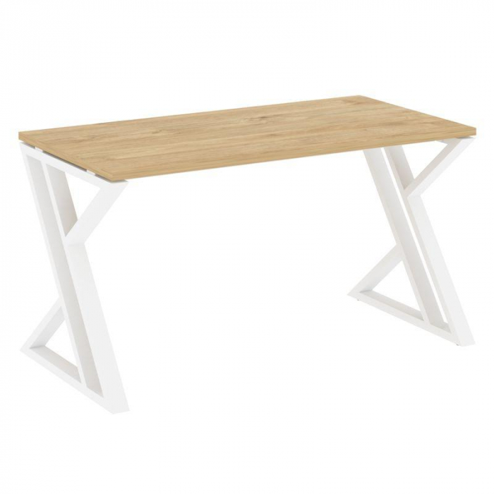 Лофт Стол рабочий VR.L-SRZ-3.7 Тиквуд Светлый/Металл Белый 1380*720*750