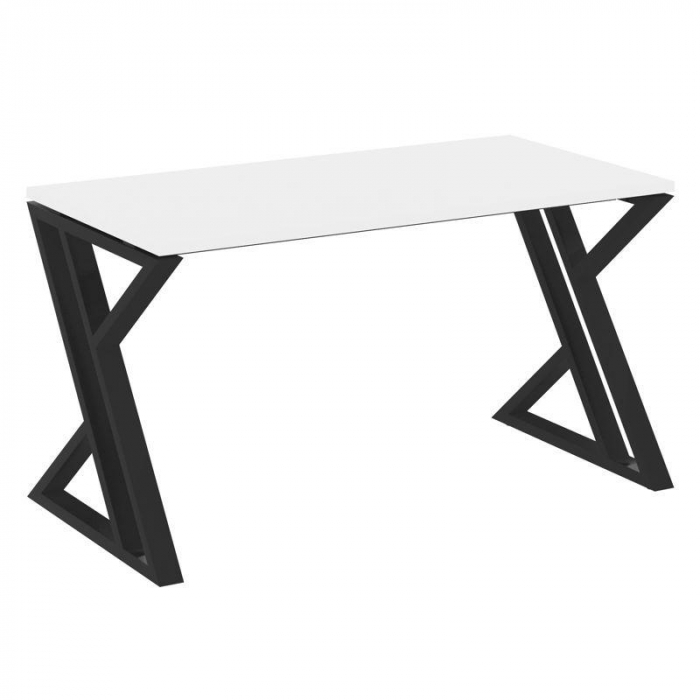 Лофт Стол рабочий VR.L-SRZ-3.7 Белый Бриллиант/Металл Черный 1380*720*750