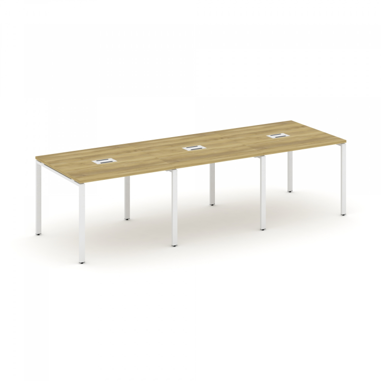 Concept Стол переговорный (3 столешницы) CN.PRG-031 Дуб Винченцо/Металл Белый 2940*980*750