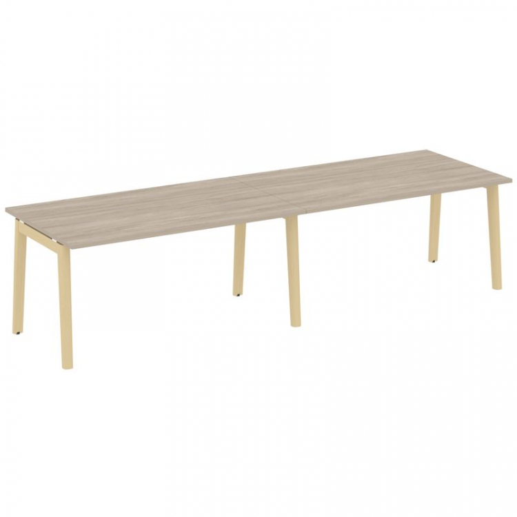 Onix Wood Стол переговорный (2 столешницы) OW.PRG-2.4 Дуб Аттик/Дуб Светлый/Металл Белый 3160*980*75