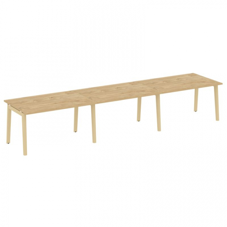 Onix Wood Стол переговорный (3 столешницы) OW.PRG-3.3 Тиквуд Светлый/Дуб Светлый/Металл Белый 4140*9