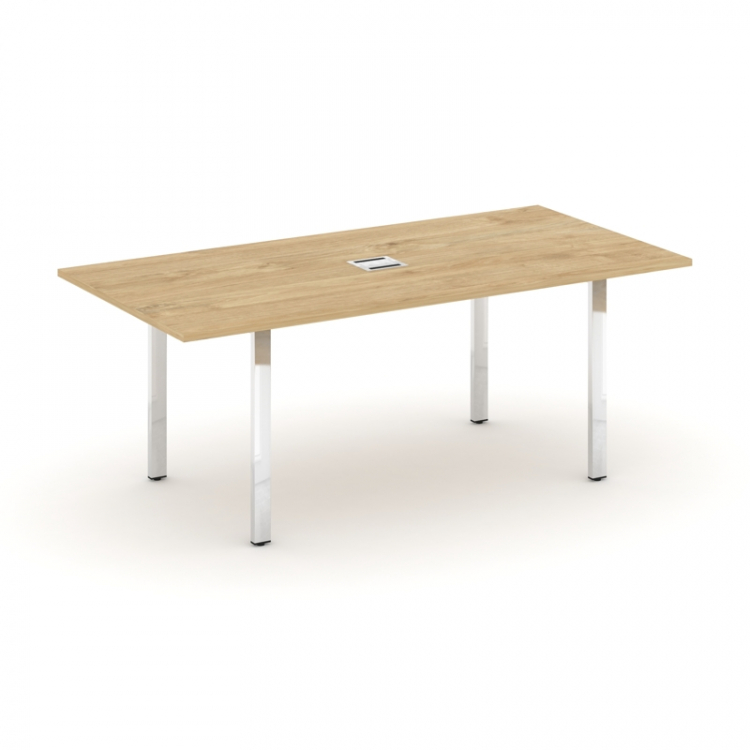 Style Project Direct Lux Стол переговорный M-SN-6P.SPRG-198 Тиквуд Светлый/Нержавеющая Сталь/Хром 19