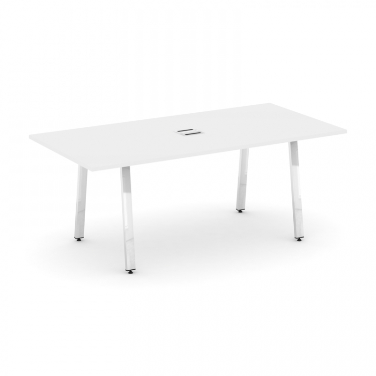 Style Project Direct Lux Стол переговорный M-SN-6A.SPRG-198 Белый/Нержавеющая Сталь/Хром 1980*980*25