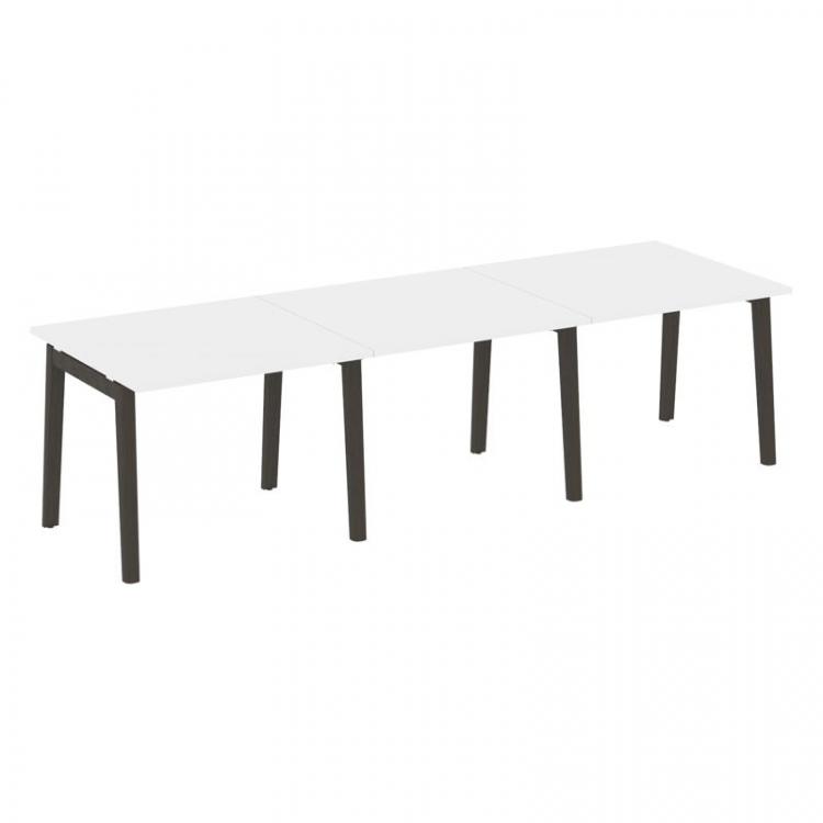 Onix Wood Стол переговорный (3 столешницы) OW.PRG-3.1 Белый Бриллиант/Дуб Темный/Металл Антрацит 294