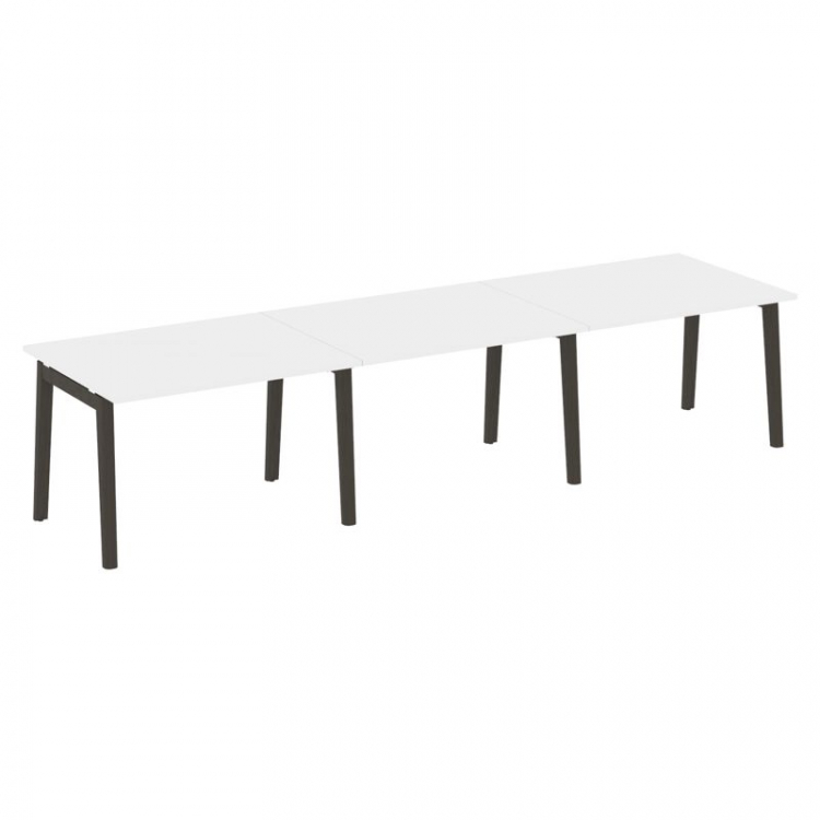 Onix Wood Стол переговорный (3 столешницы) OW.PRG-3.2 Белый Бриллиант/Дуб Темный/Металл Антрацит 354