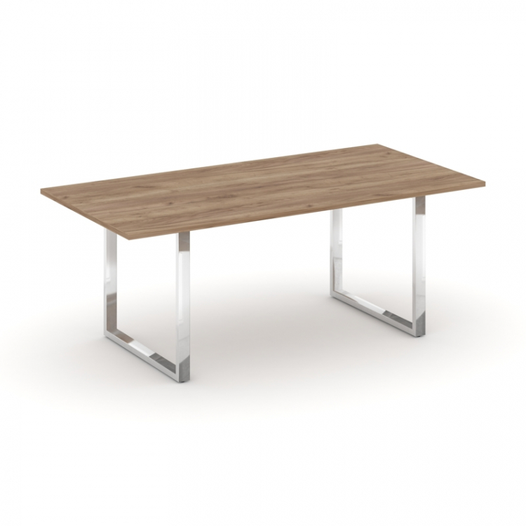 Style Project Direct Lux Стол переговорный M-SN-6O.SPRG-198.3 Дуб Табак/Нержавеющая Сталь/Хром 1980*