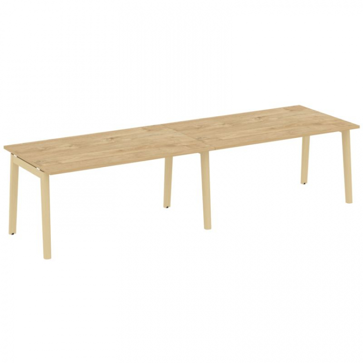 Onix Wood Стол переговорный (2 столешницы) OW.PRG-2.4 Тиквуд Светлый/Дуб Светлый/Металл Белый 3160*9