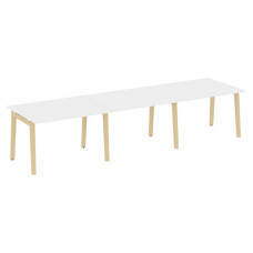 Onix Wood Стол переговорный (3 столешницы) OW.PRG-3.2 Белый Бриллиант/Дуб Светлый/Металл Белый 3540*