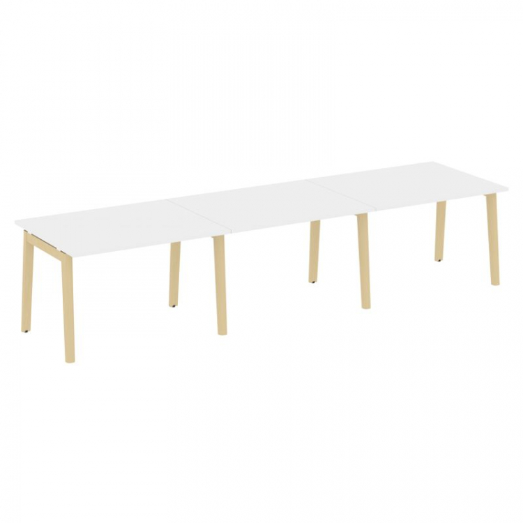 Onix Wood Стол переговорный (3 столешницы) OW.PRG-3.2 Белый Бриллиант/Дуб Светлый/Металл Белый 3540*