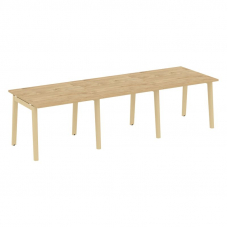 Onix Wood Стол переговорный (3 столешницы) OW.PRG-3.1 Тиквуд Светлый/Дуб Светлый/Металл Белый 2940*9