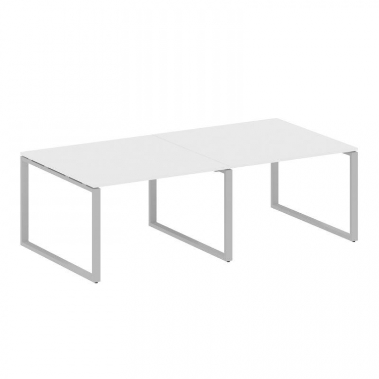 Metal System Переговорный стол (2 столешницы) на О-образном м/к БО.ПРГ-2.2 Белый/Металл Серый 2400*1