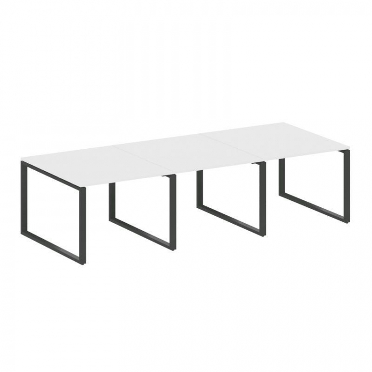 Metal System Переговорный стол (3 столешницы) на О-оразном м/к БО.ПРГ-3.1 Белый/Металл Антрацит 3000