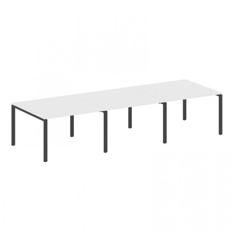 Metal System Переговорный стол (3 столешницы) на П-оразном м/к БП.ПРГ-3.2 Белый/Металл Антрацит 3600