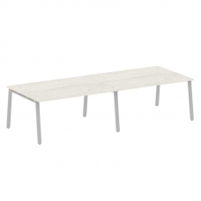 Metal System Переговорный стол (2 столешницы) на А-образном м/к БА.ПРГ-2.4 Дуб Наварра/Металл Серый
