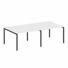 Metal System Quattro Переговорный стол (2 столешницы) на П-образном м/к 40БП.ПРГ-2.2 Белый/Металл Ан