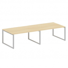 Metal System Переговорный стол (2 столешницы) на О-образном м/к БО.ПРГ-2.4 Акация Лорка/Металл Серый