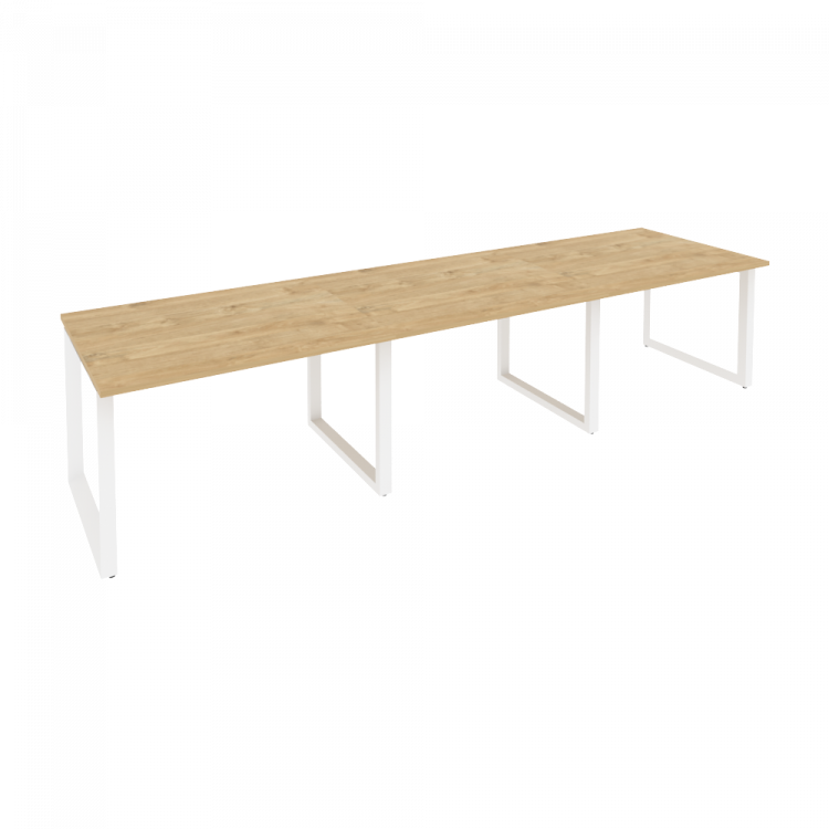 Onix Стол переговорный O.MO-PRG-3.2 Тиквуд Светлый/Металл Белый 3540*980*750