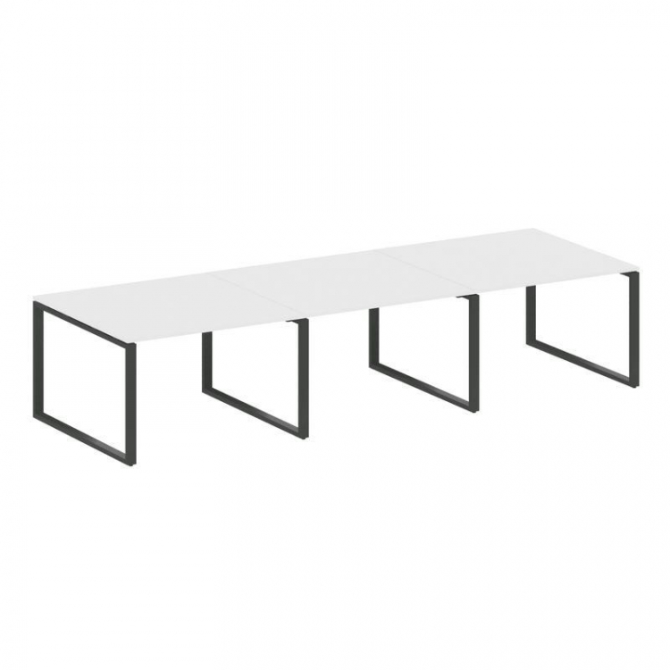 Metal System Переговорный стол (3 столешницы) на О-оразном м/к БО.ПРГ-3.2 Белый/Металл Антрацит 3600