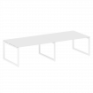 Metal System Quattro Переговорный стол (2 столешницы) на О-образном м/к 50БО.ПРГ-2.4 Белый/Металл Бе