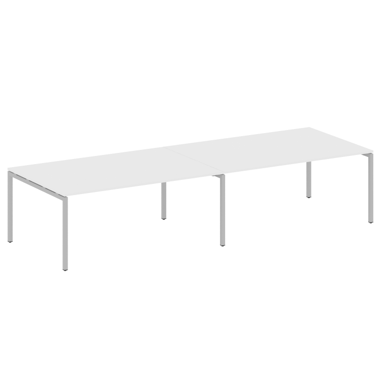 Metal System Quattro Переговорный стол (2 столешницы) на П-образном м/к 40БП.ПРГ-2.5 Белый/Металл Се