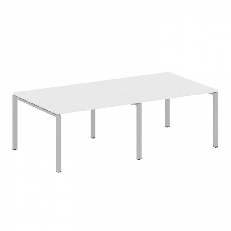 Metal System Переговорный стол (2 столешницы) на П-образном м/к БП.ПРГ-2.2 Белый/Металл Серый 2400*1