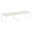 Metal System Переговорный стол (2 столешницы) на О-образном м/к БО.ПРГ-2.4 Дуб Наварра/Металл Белый