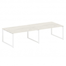 Metal System Переговорный стол (2 столешницы) на О-образном м/к БО.ПРГ-2.4 Дуб Наварра/Металл Белый