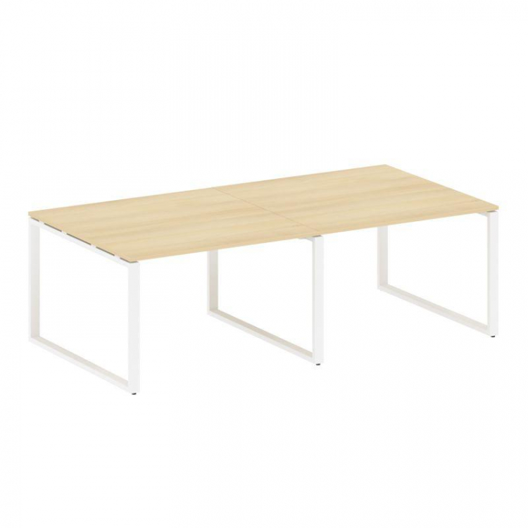 Metal System Переговорный стол (2 столешницы) на О-образном м/к БО.ПРГ-2.2 Акация Лорка/Металл Белый
