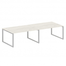Metal System Переговорный стол (2 столешницы) на О-образном м/к БО.ПРГ-2.4 Дуб Наварра/Металл Серый