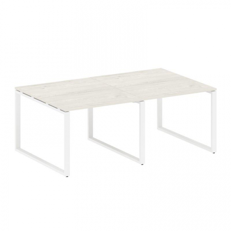 Metal System Переговорный стол (2 столешницы) на О-образном м/к БО.ПРГ-2.1 Дуб Наварра/Металл Белый