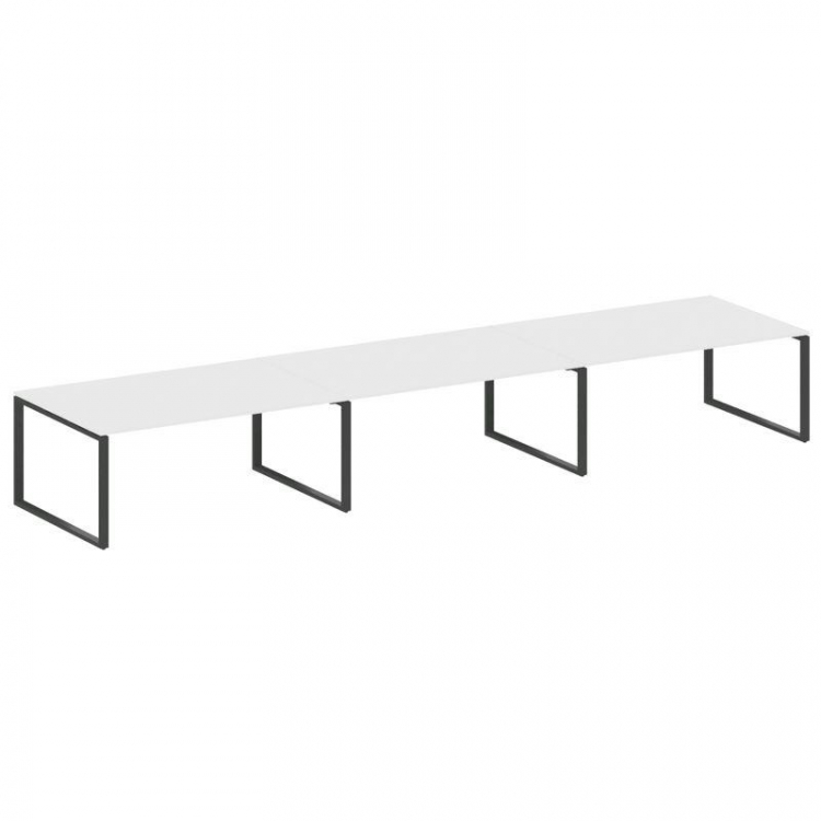 Metal System Переговорный стол (3 столешницы) на О-оразном м/к БО.ПРГ-3.5 Белый/Металл Антрацит 5400