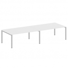 Metal System Переговорный стол (2 столешницы) на П-образном м/к БП.ПРГ-2.5 Белый/Металл Серый 3600*1