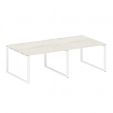 Metal System Переговорный стол (2 столешницы) на О-образном м/к БО.ПРГ-2.2 Дуб Наварра/Металл Белый