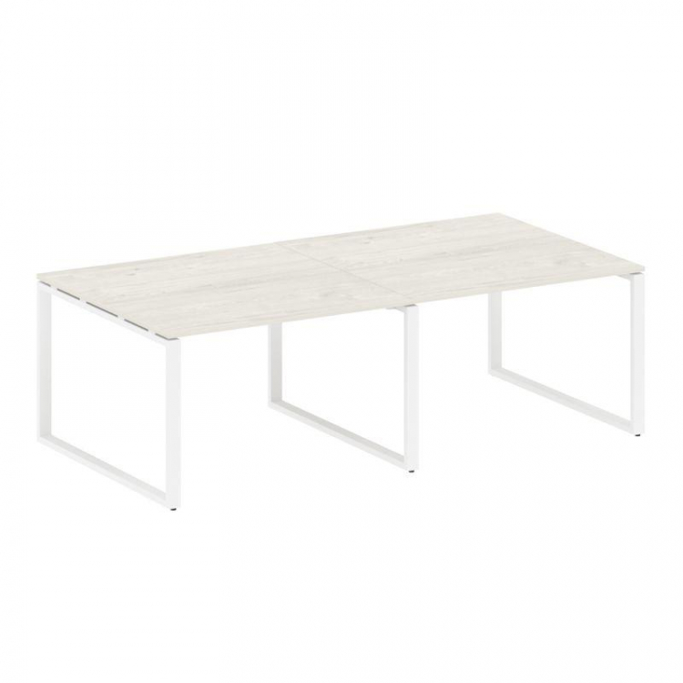 Metal System Переговорный стол (2 столешницы) на О-образном м/к БО.ПРГ-2.2 Дуб Наварра/Металл Белый