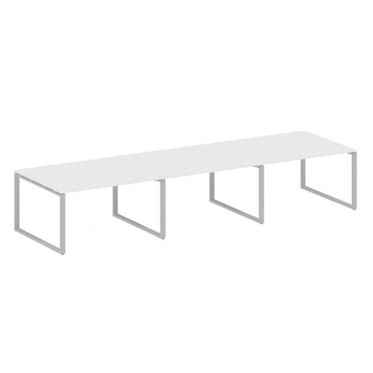 Metal System Переговорный стол (3 столешницы) на О-оразном м/к БО.ПРГ-3.3 Белый/Металл Серый 4200*12