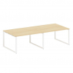 Metal System Переговорный стол (2 столешницы) на О-образном м/к БО.ПРГ-2.3 Акация Лорка/Металл Белый