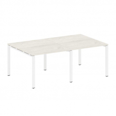 Metal System Переговорный стол (2 столешницы) на П-образном м/к БП.ПРГ-2.1 Дуб Наварра/Металл Белый